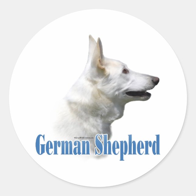 Rond Nom du berger allemand blanc - Sticker (Devant)