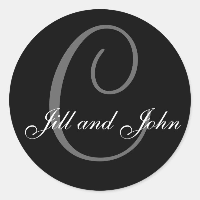 Rond Nom Initial C plus First Names Sticker noir (Devant)