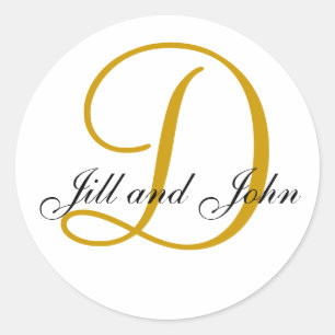 Rond Nom Initial D plus First Names Gold Sticker