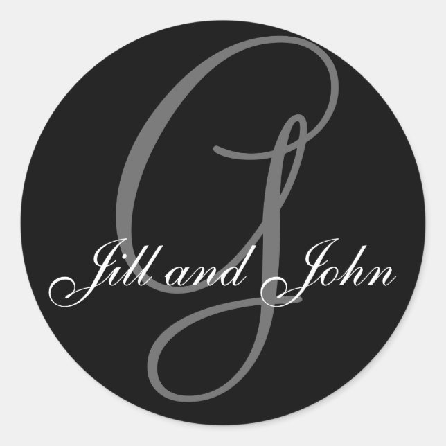 Rond Nom initial G plus prénoms Sticker noir (Devant)