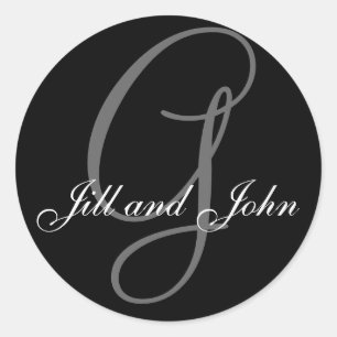 Rond Nom initial G plus prénoms Sticker noir