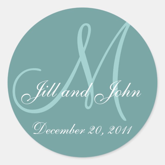 Rond Noms des dates et Sticker bleu Monogramme initial (Devant)