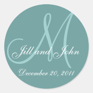Rond Noms des dates et Sticker bleu Monogramme initial
