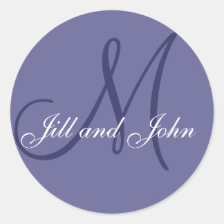Rond Noms et monogramme initial Sticker Blue Mauve