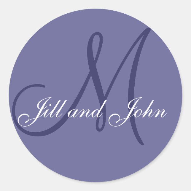 Rond Noms et monogramme initial Sticker Blue Mauve (Devant)