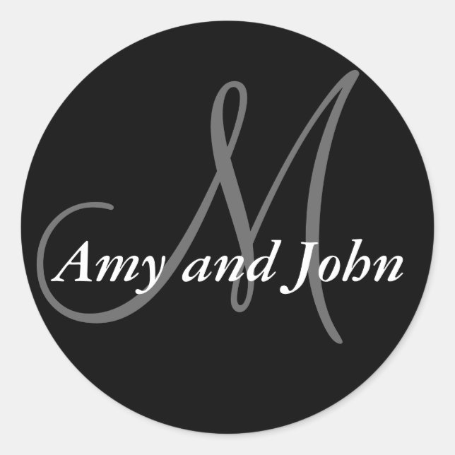 Rond Noms et Sticker Mariage Monogramme initial noir (Devant)