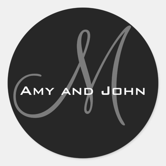 Rond Noms et Sticker Mariage Monogramme initial noir (Devant)