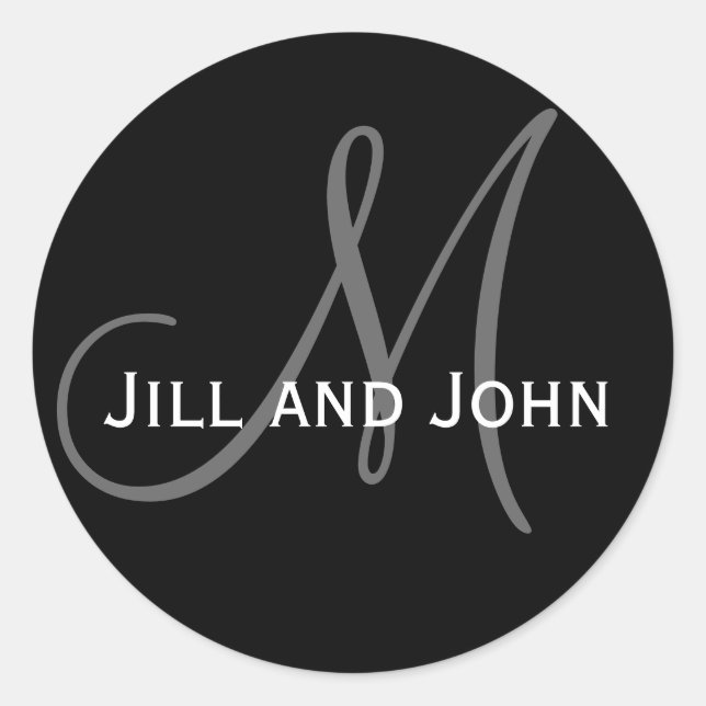 Rond Noms et Sticker Mariage Monogramme initial noir (Devant)
