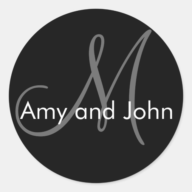 Rond Noms et Sticker Mariage Monogramme initial noir (Devant)
