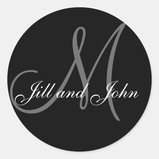Rond Noms et Sticker Mariage Monogramme initial noir (Devant)