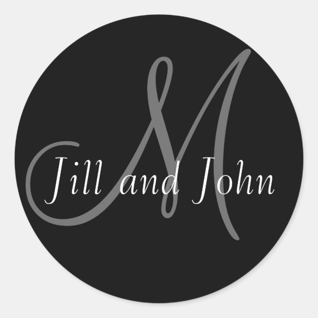 Rond Noms et Sticker Mariage Monogramme initial noir (Devant)