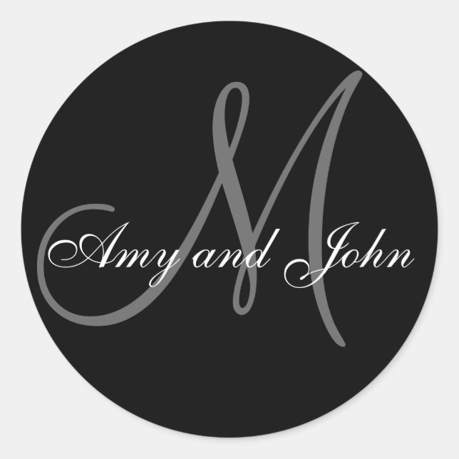 Rond Noms et Sticker Mariage Monogramme initial noir (Devant)