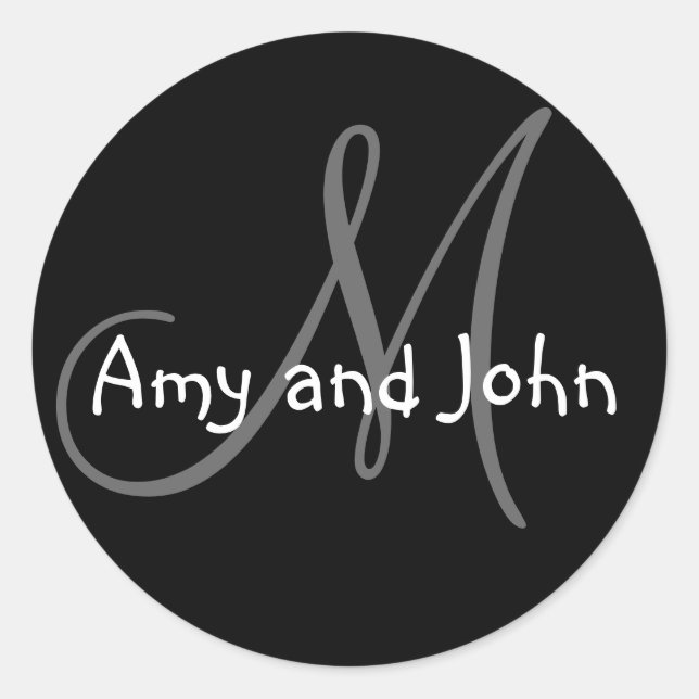 Rond Noms et Sticker Mariage Monogramme initial noir (Devant)