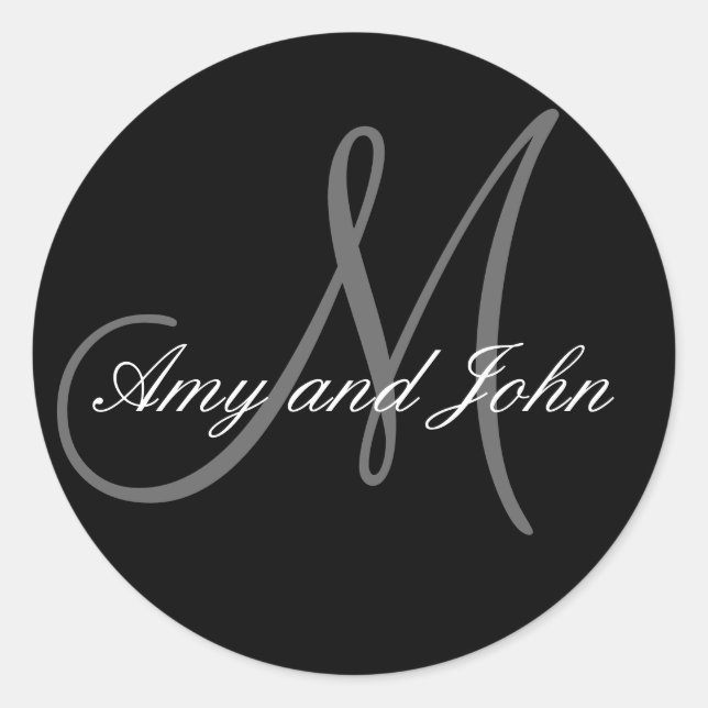 Rond Noms et Sticker Mariage Monogramme initial noir (Devant)
