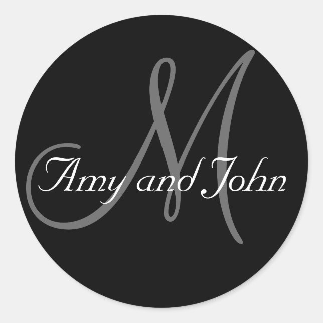 Rond Noms et Sticker Mariage Monogramme initial noir (Devant)