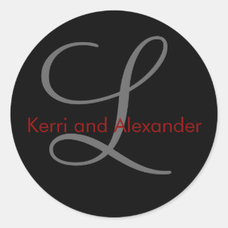 Rond Noms et Sticker Monogram L initial Noir & Rouge