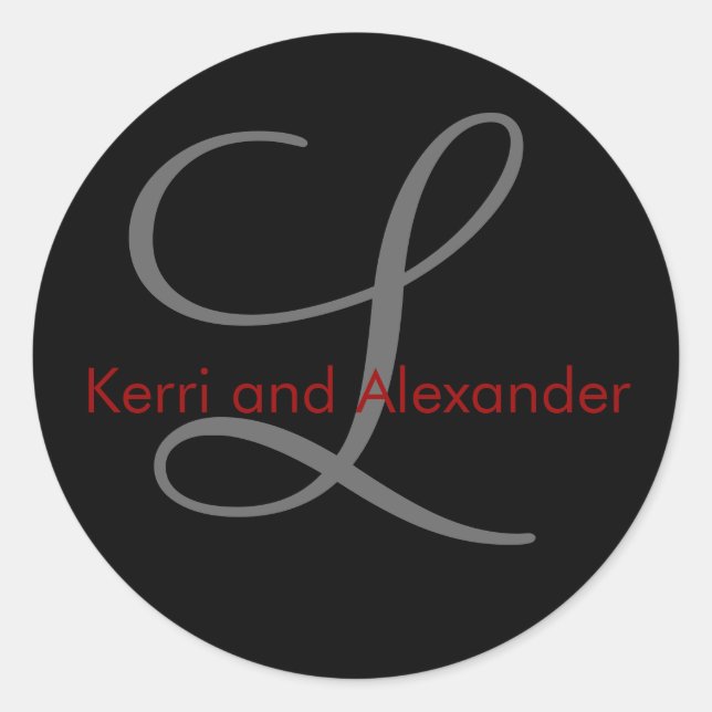 Rond Noms et Sticker Monogram L initial Noir & Rouge (Devant)
