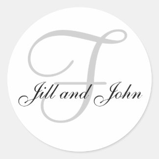 Rond Noms et Sticker Monogramme initial Blanc et Noir