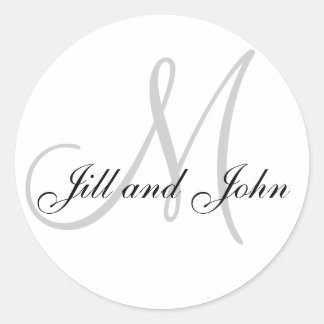 Rond Noms et Sticker Monogramme initial Blanc et Noir