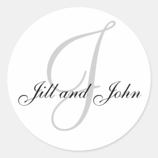Rond Noms et Sticker Monogramme initial Blanc et Noir