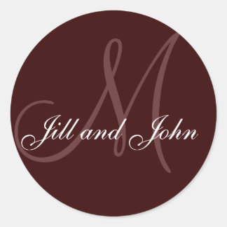 Rond Noms et Sticker Monogramme initial Brown