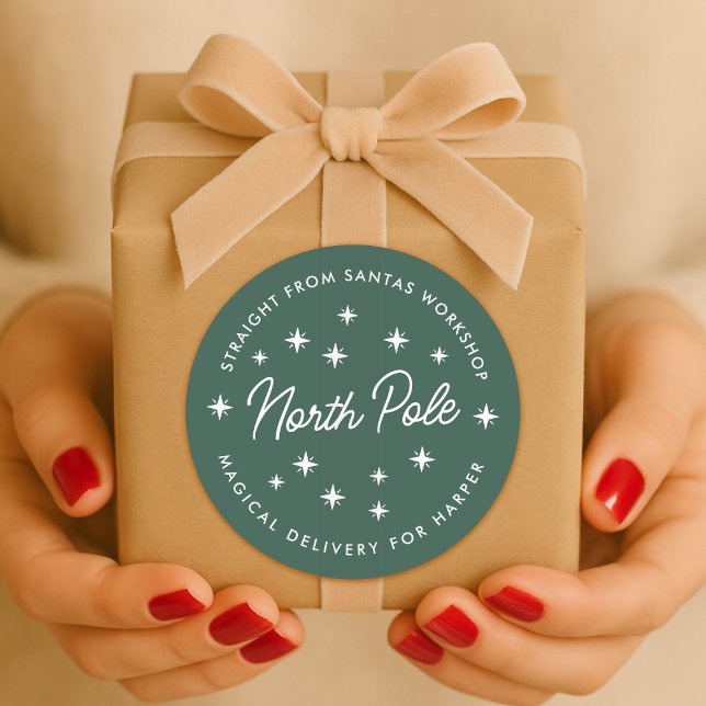 Rond North Pole Delivery Sticker | Christmas Gift Seal (Santa's workshop special delivery gift sticker seal - magical delivery from the North Pole!)