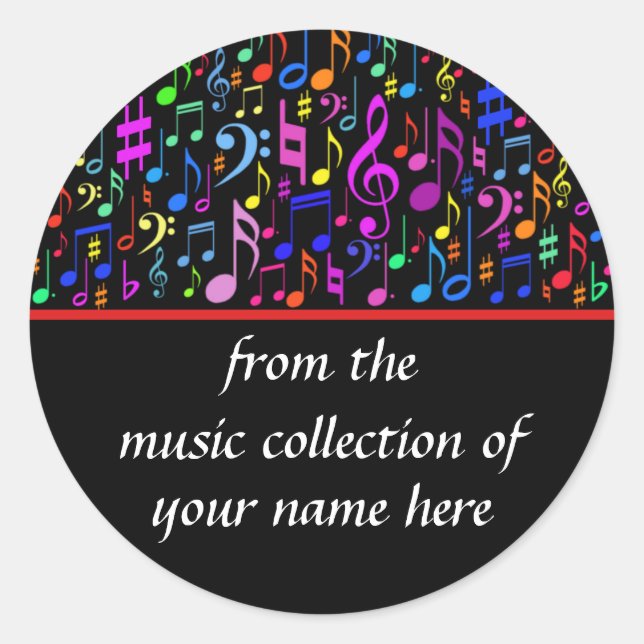 Rond Notes musicales Sticker personnalisé (Devant)