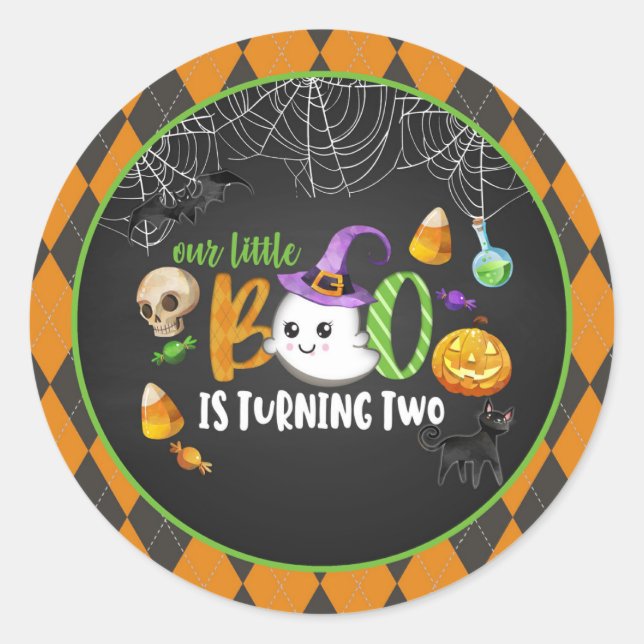 Rond Notre petit boo tourne le Sticker DEUX (noir) (Devant)