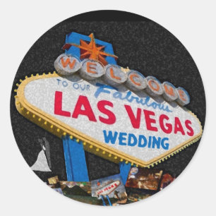 Rond Notre Sticker Mariage Las Vegas avec pinceau lo