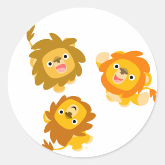 Rond "Nous sommes ici ! !" Sticker Lions Cartoon Cute