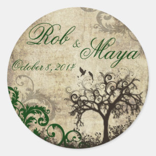 Rond Nouveau Vintage de mariage Merci Sticker Faveur