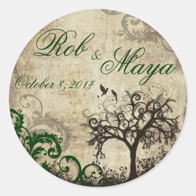 Rond Nouveau Vintage de mariage Merci Sticker Faveur (Devant)