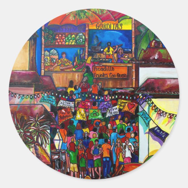 Rond Nuit dans le vieux San Antonio Sticker (Devant)