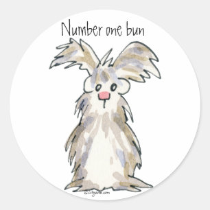 Rond Numéro un - Sticker de lapin de dessin