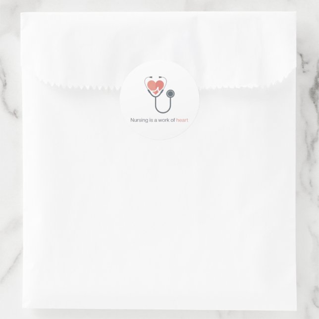 Rond Nursing Is A Work Of Heart Stethoscope Sticker Nur (Sac)