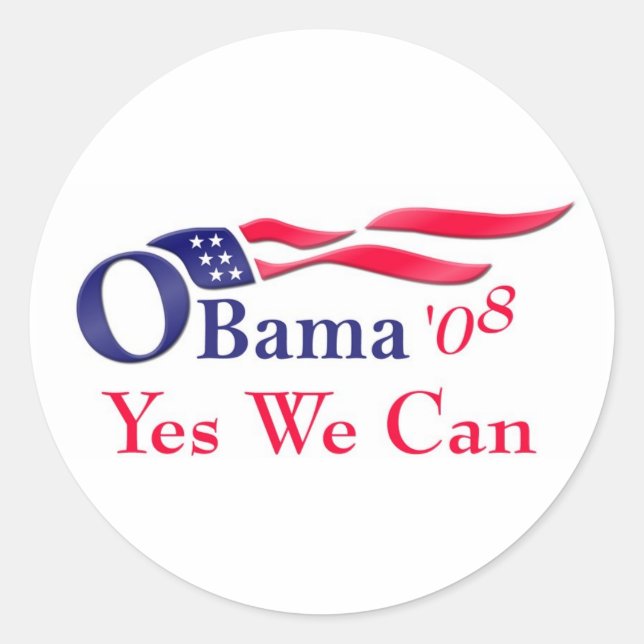 Rond Obama oui nous pouvons Sticker (Devant)