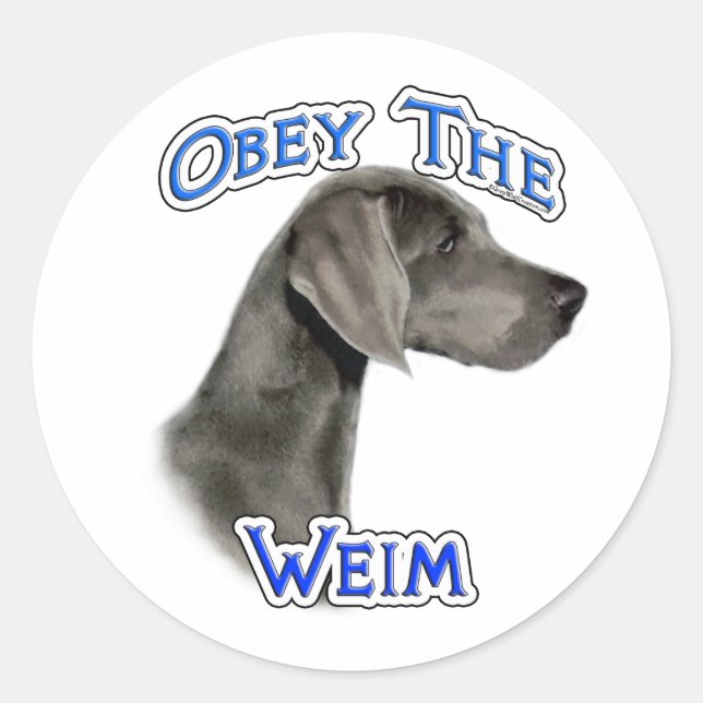Rond Obéissez au Sticker Weimaraner (Devant)