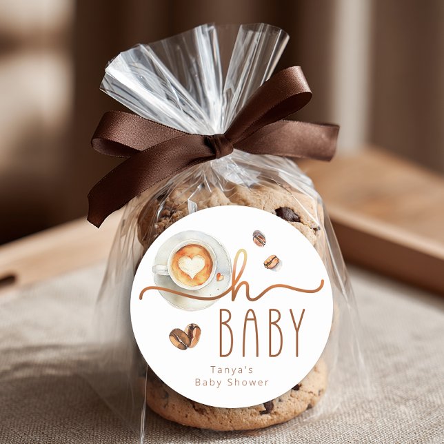 Rond Oh Baby Coffee Baby Shower Favor Sticker (Baby Shower Favor Sticker)