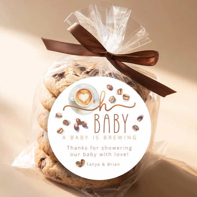 Rond Oh Baby Coffee Baby Shower Thank You Favor Sticker (Oh Baby Favor Sticker)