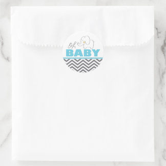Rond Oh Baby Elephant - Sticker Invitation Baby shower