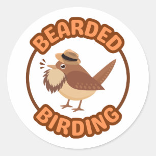 Rond Oiseau à ours avec Sticker à barbe Brown
