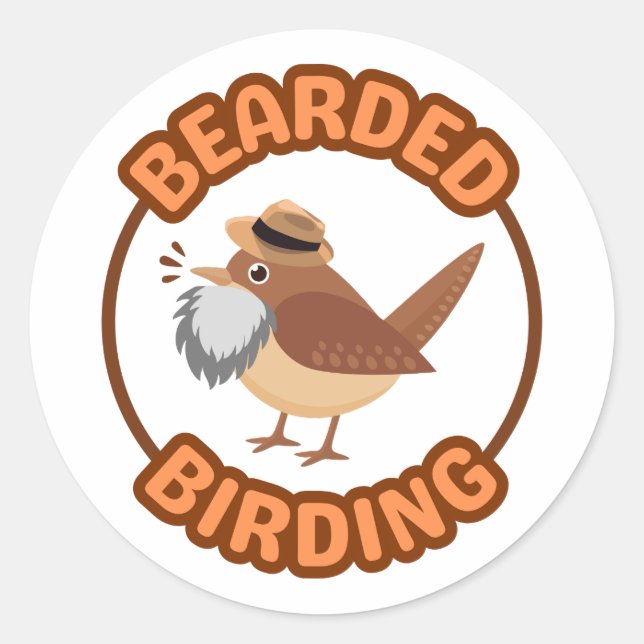 Rond Oiseaux à tête grise Sticker à barbe grise (Devant)