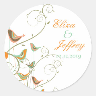 Rond Oiseaux d'été lunettes mignonnes Sticker Mariage