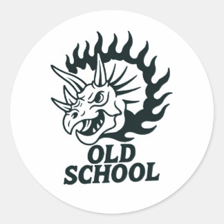 Rond Old School Dinosaur Funny Sticker