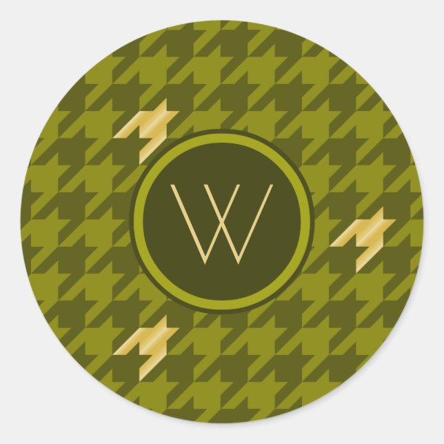 Rond Olive with Gold Accent Houndstooth Sticker (Devant)