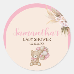 Rond On peut attendre une fille Baby shower Sticker