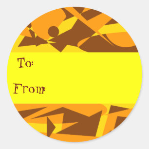 ROND ORANGE ABSTRAIT CADEAU TAG STICKER