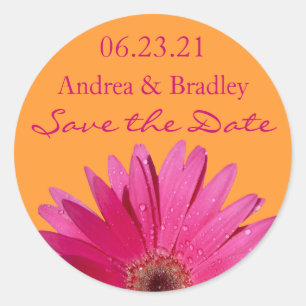 Rond Orange rose Gerbera Daisy Enregistrer le sticker d