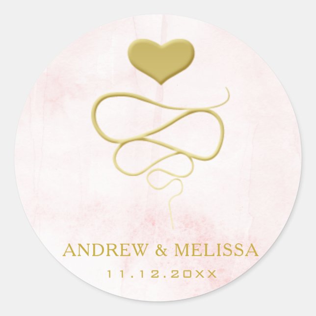 Rond Ornement de coeur de Faux Gold | Sticker Mariage (Devant)