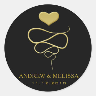 Rond Ornement de coeur de Faux Gold Sticker Mariage n